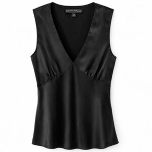 Banana Republic Silk Black V-Neck Blouse
